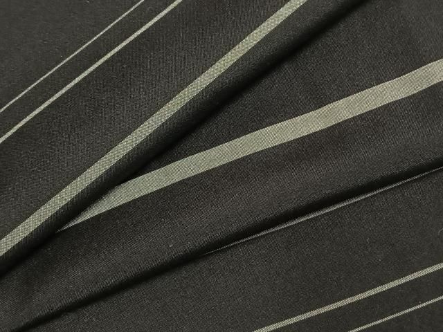 平和屋着物 上質な紬 横段文 黒地 正絹 fy