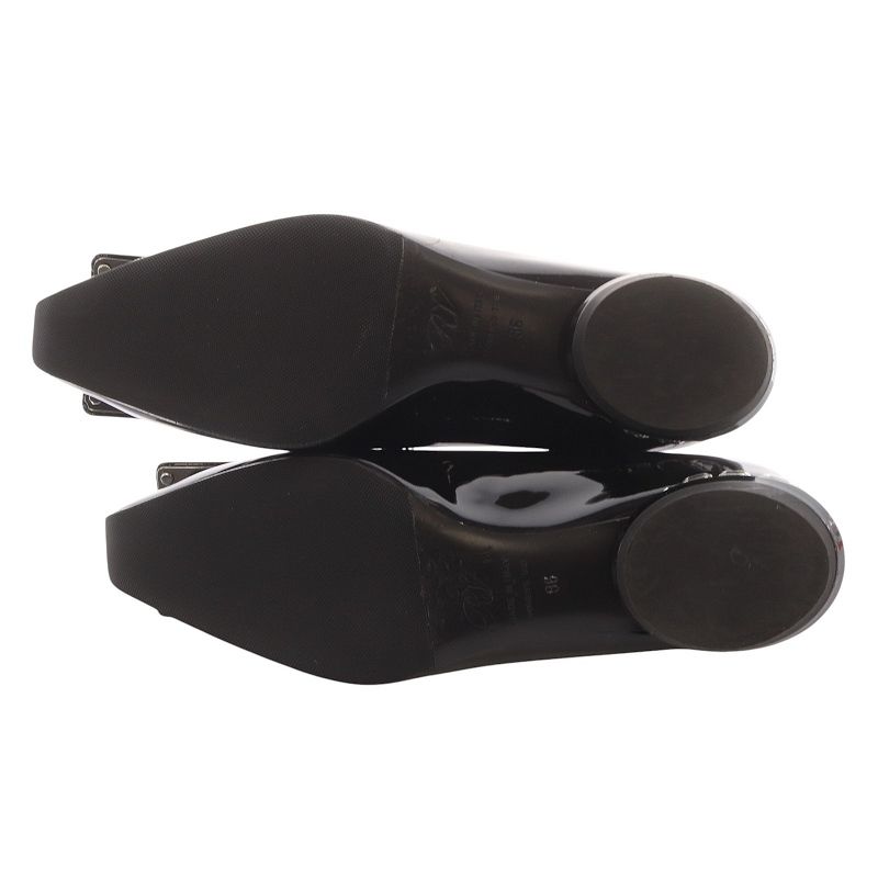 極美品✨ロジェヴィヴィエ ジュエルヒール パテントレザー バレリーナ パンプス ロジェヴィヴィエ ROGER VIVIER ジュエル ヒール パテントレザー