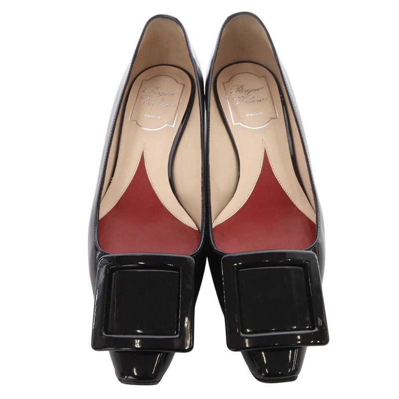 極美品✨ロジェヴィヴィエ ジュエルヒール パテントレザー バレリーナ パンプス ロジェヴィヴィエ ROGER VIVIER ジュエル ヒール パテントレザー