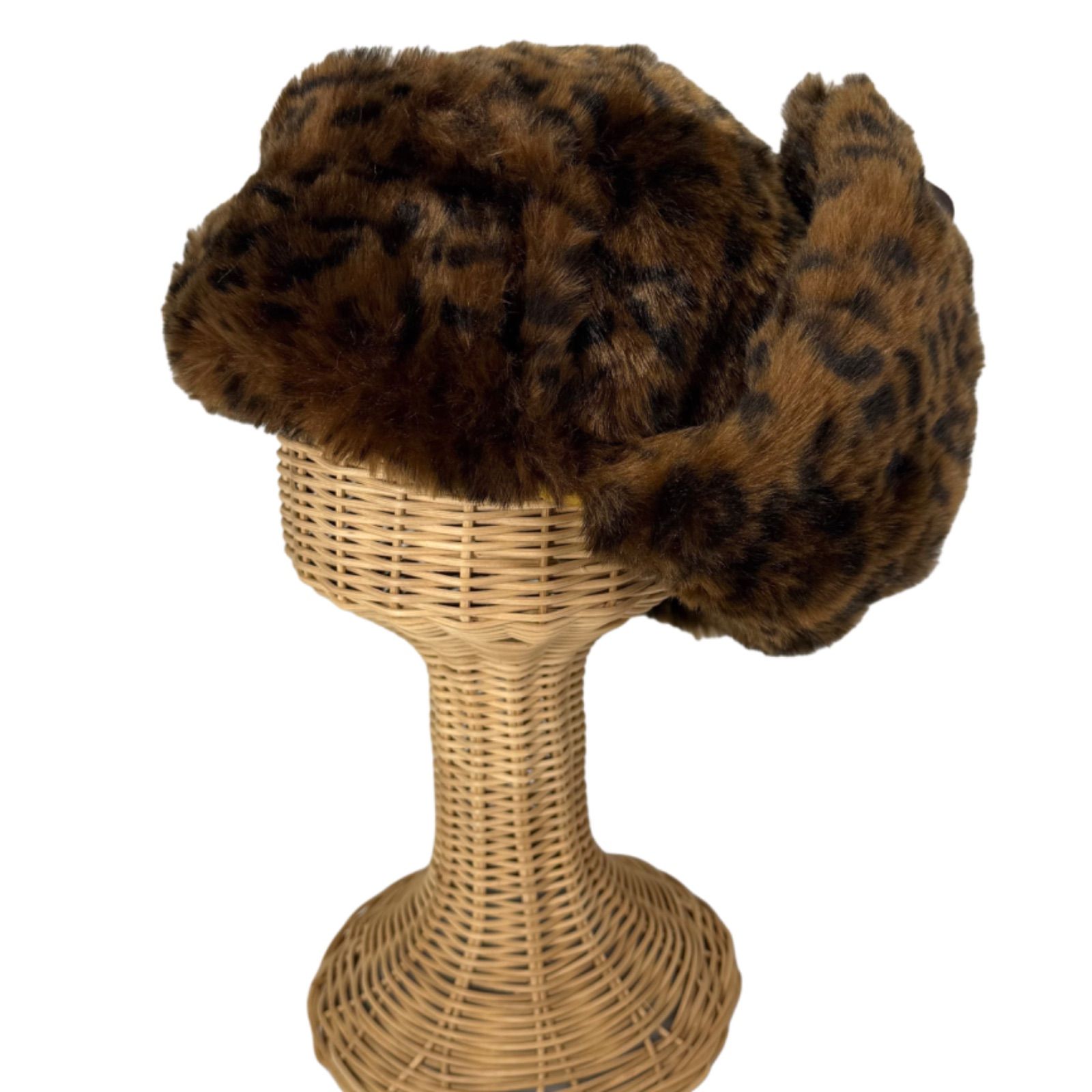 SALE❄️KANGOL　フライトCAP　ボリュームファー　ヒョウ柄　Lサイズ ファイナルセール！ KANGOL フライトCAP ボリュームファー ブラウン