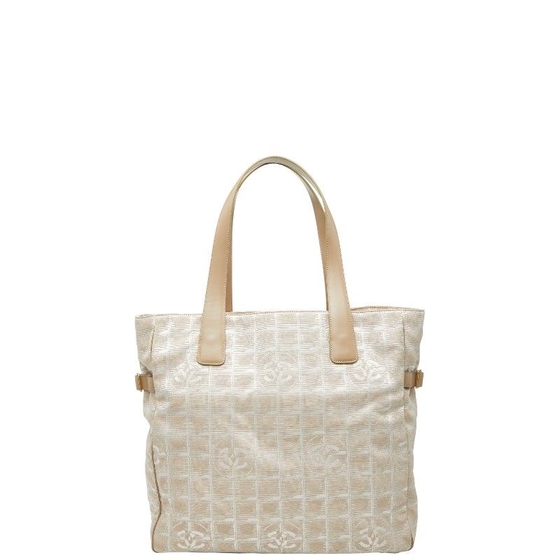 シャネル ニュートラベルライン トートGM ベージュ ナイロン レザー