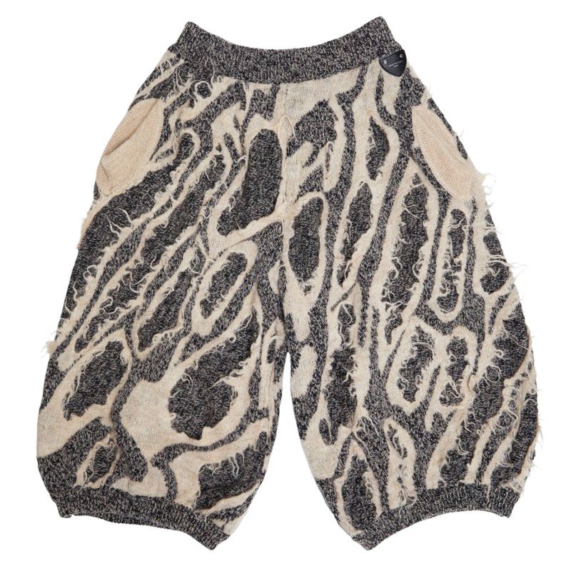 ルイ ヴィトン ニット バミューダパンツ サイズM グレー オフホワイト ウール リネン コットン アルパカ レディース LOUIS VUITTON 1-0245254