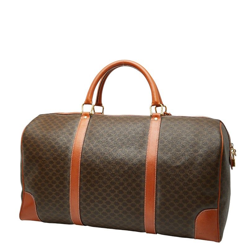 セリーヌ マカダム ボストンバッグ トラベルバッグ ブラウン PVC