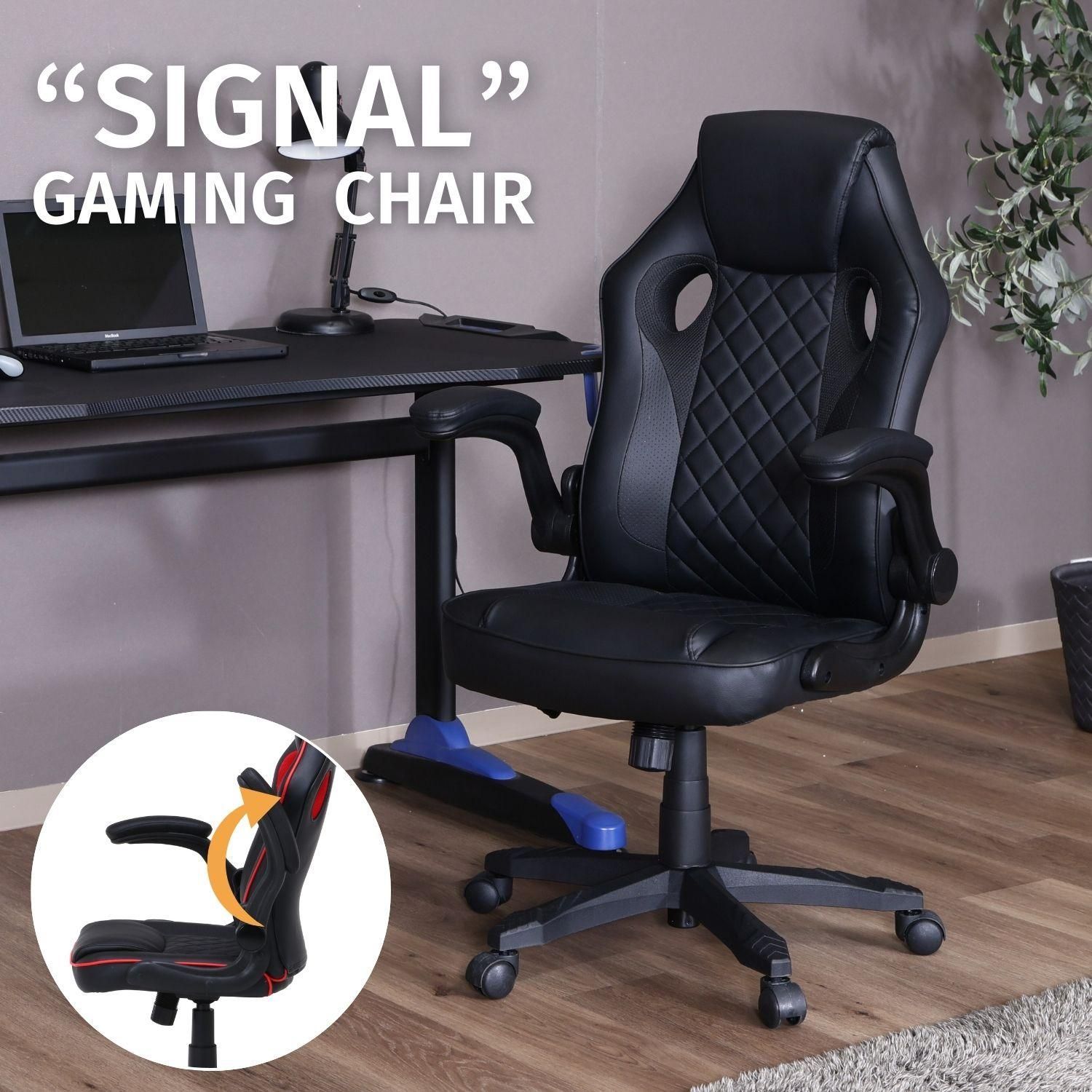 ゲーミングチェア シグナル SIGNAL ブラック ロッキング機能付 PUレザー 4003