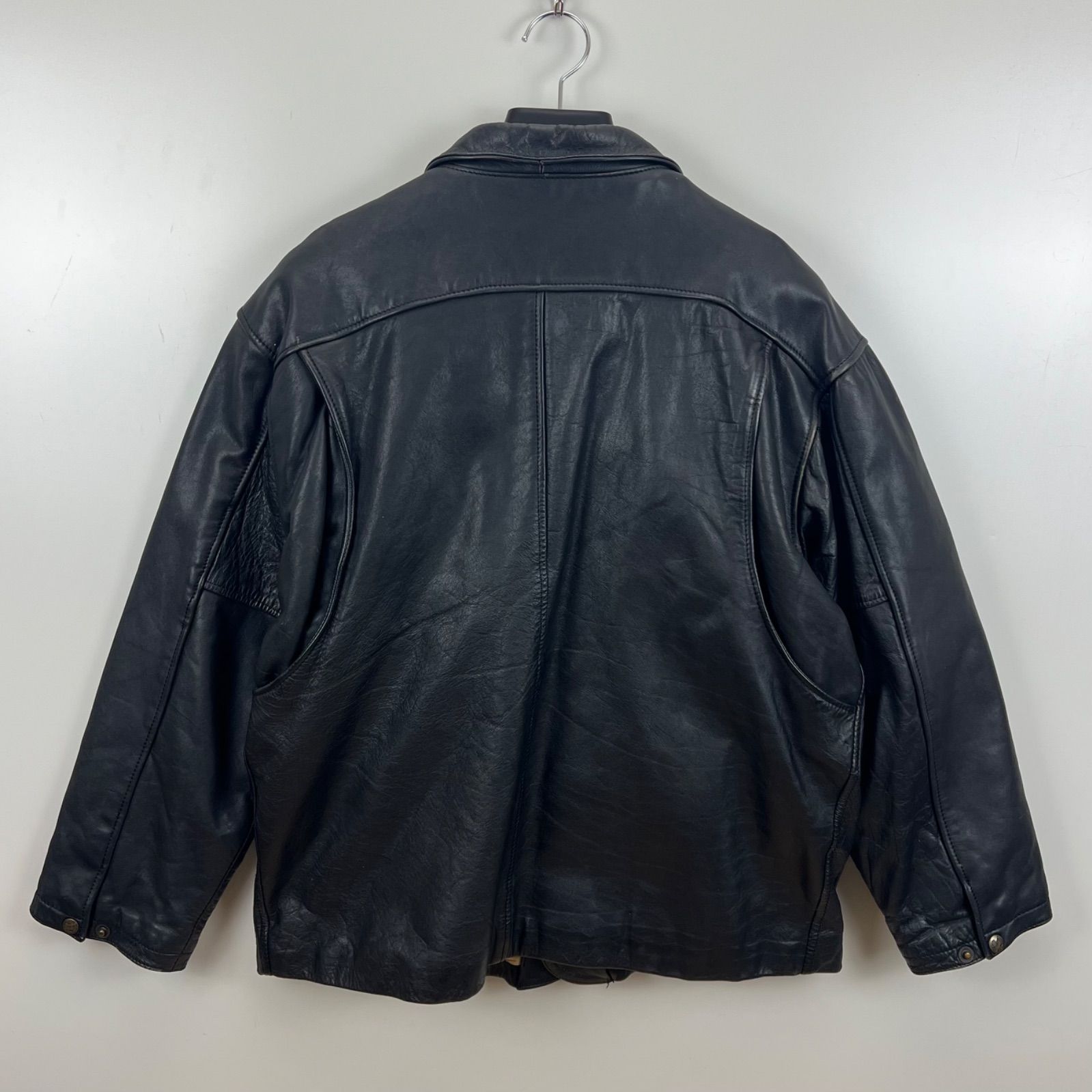 CHEVIGNON EURO vintage leather carcoat jacket L black シェビニオン 