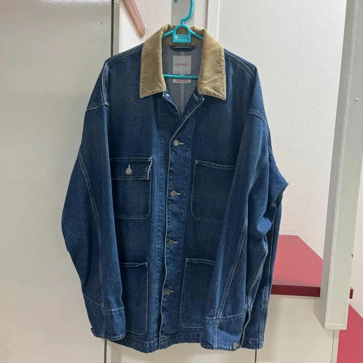 ビームス ルーズ デニム カバーオール ワークジャケット L Indigo