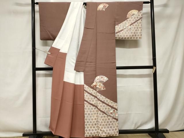 平和屋着物□大正の浮世絵師 竹久夢二 夢二ロマン 訪問着 籠目扇面草花