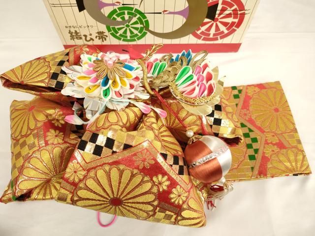 平和屋本店[]七五三 女の子 高品質 つけ袋 つまみ細工 鶴 花 毬 金糸