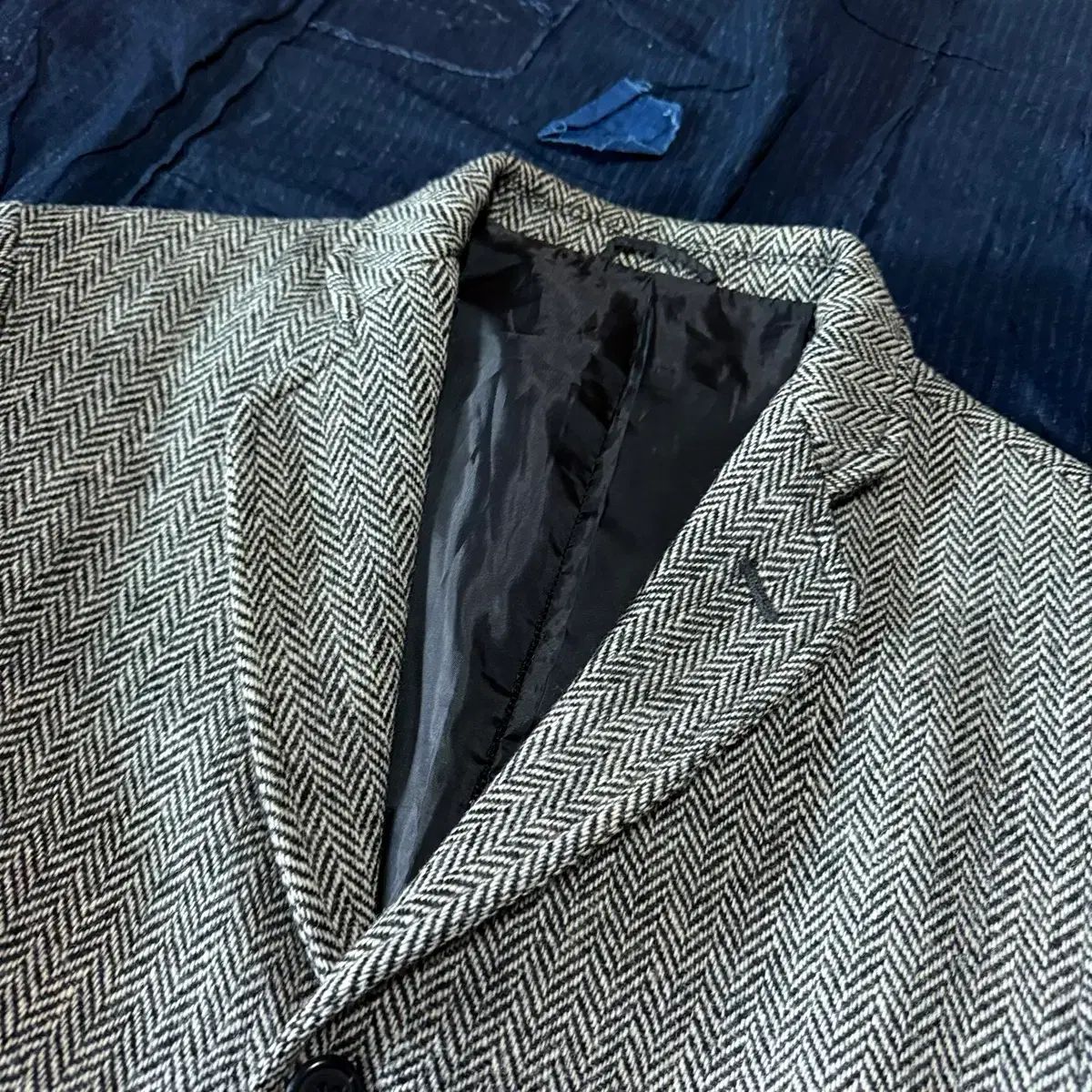 90 s ヴィンテージ ヘリンボーン ツイード ウール ジャケット L