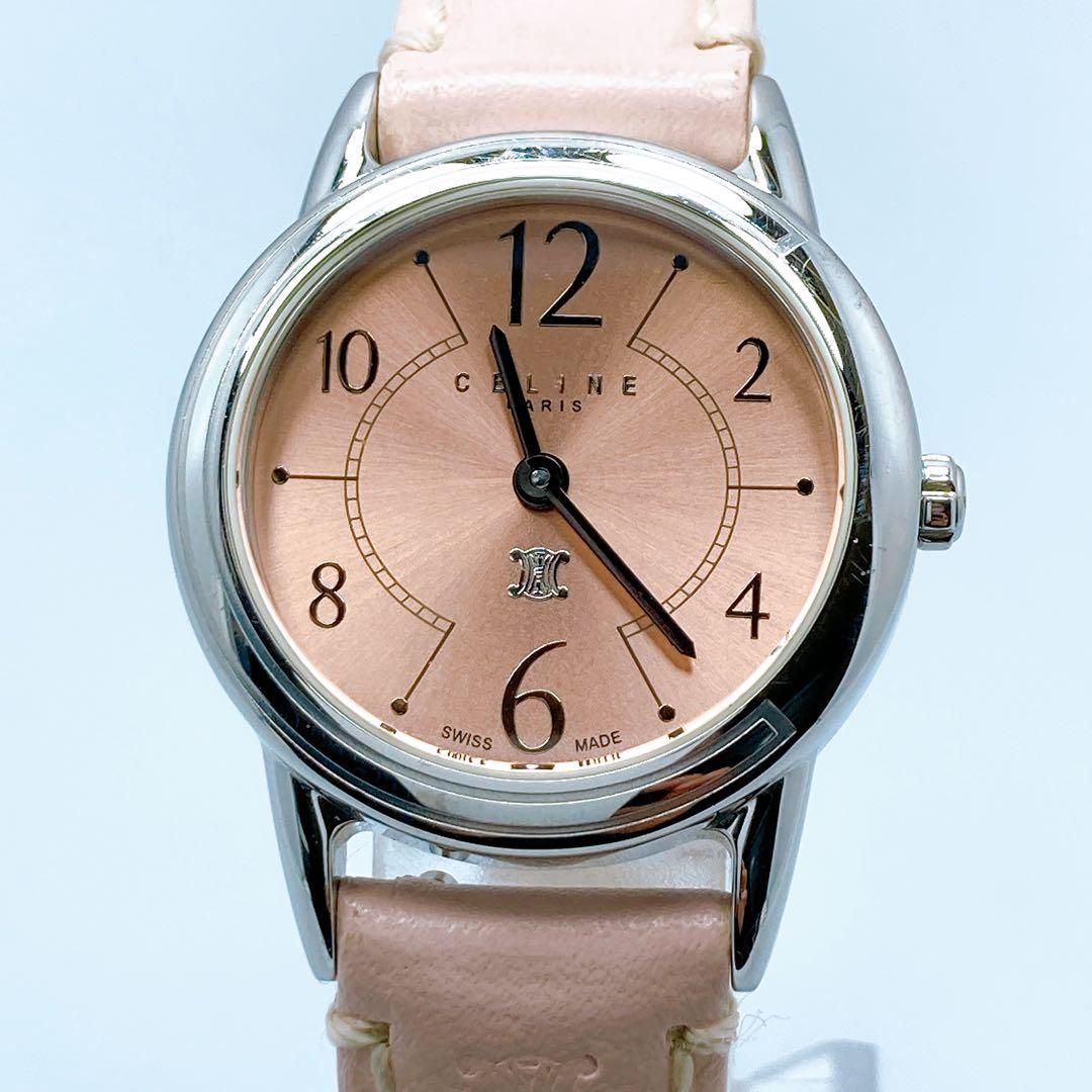 592 セリーヌ トリオンフ ラウンド マカダム ピンク 腕時計 希少