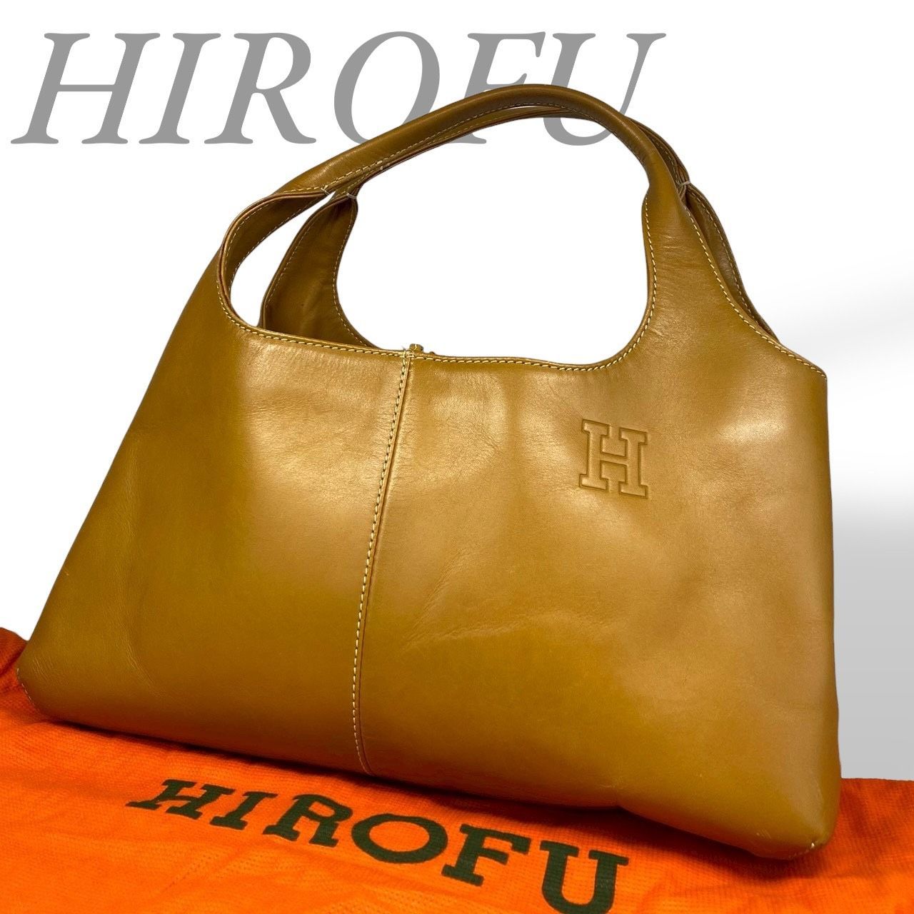 B4164】 HIROFU ヒロフ ハンドバッグ トートバッグ ロゴ型押し レザー