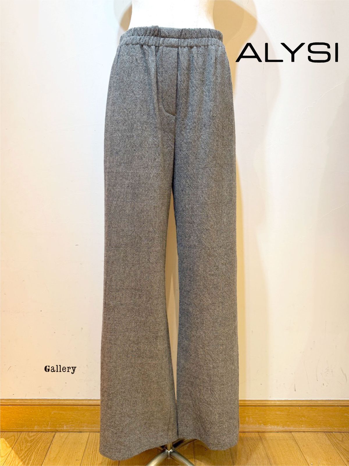 い ALYSI アリジ パンツ グレンチェック セミフ イージーパンツ
