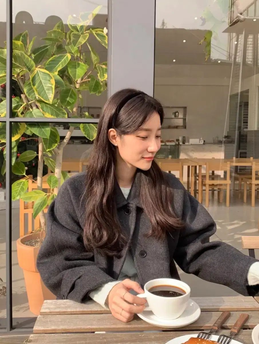 L'AMOURE ウール コート チャコール