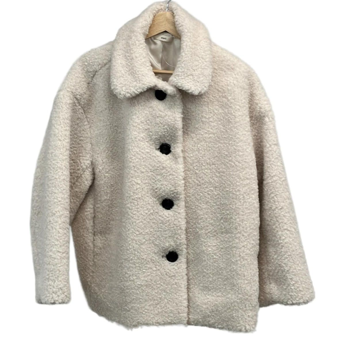 yori コート ヨリ ノーカラーウールショートコート 36 アイボリー yori(ヨリ) コート サイズF レディース美品 スイートボアショート