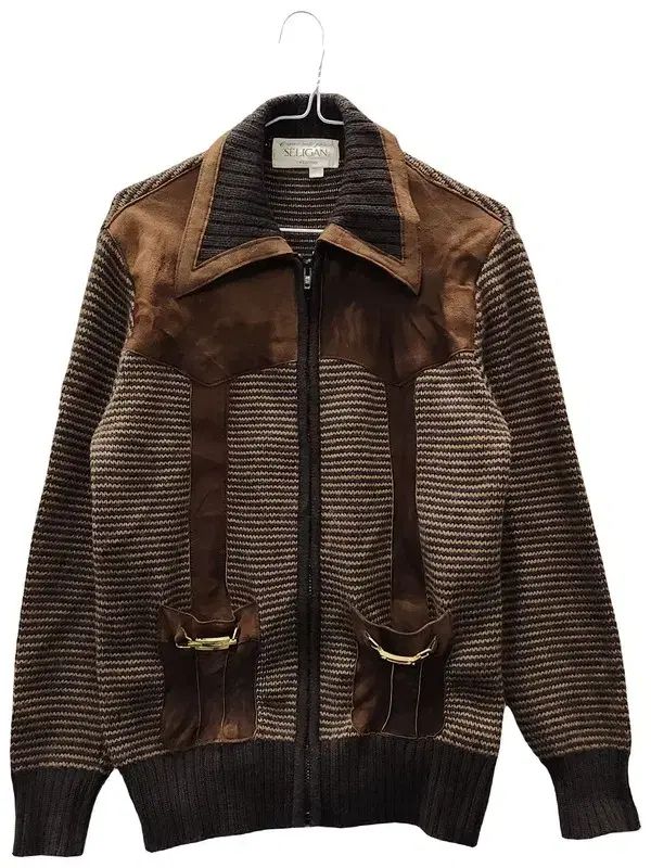 PELICAN スウェード ディテール ニット ジップアップ