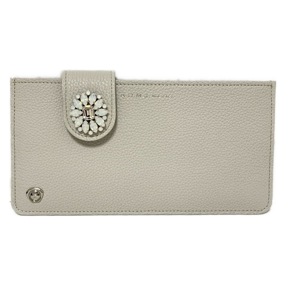 ADMJ（アクセソワ・ドゥ・マドモワゼル）長財布 / スワロフスキー アクセソワ・ドゥ・マドモワゼル 長財布美品 - ライトグレージュ