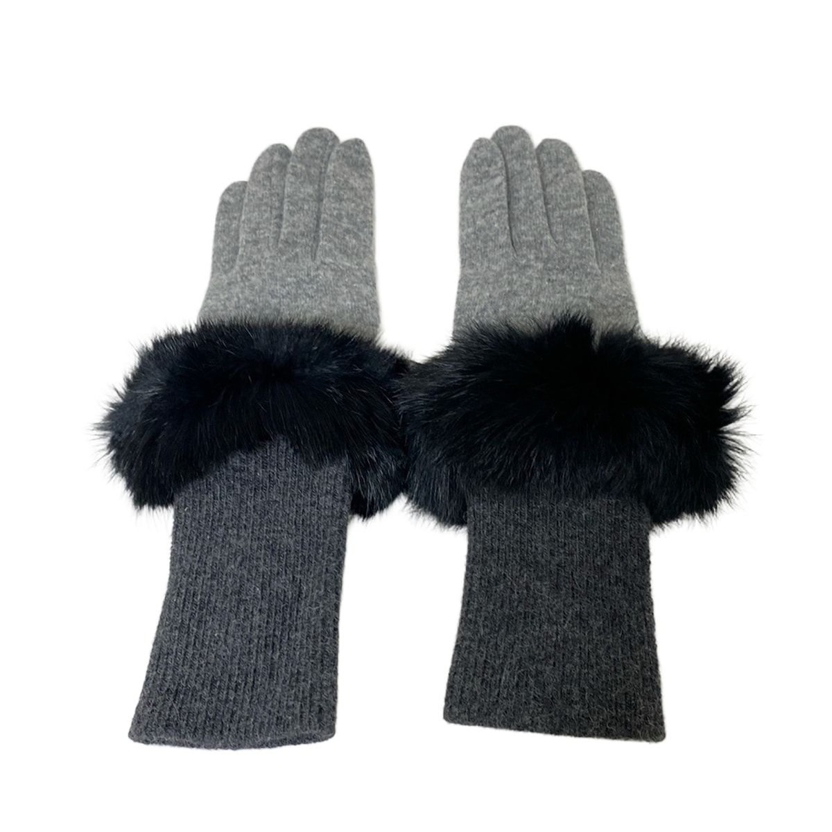 BARNEYSNEWYORK バーニーズ 手袋 レディース ライトグレー ダークグレー 黒 ウール アンゴラ ラビット