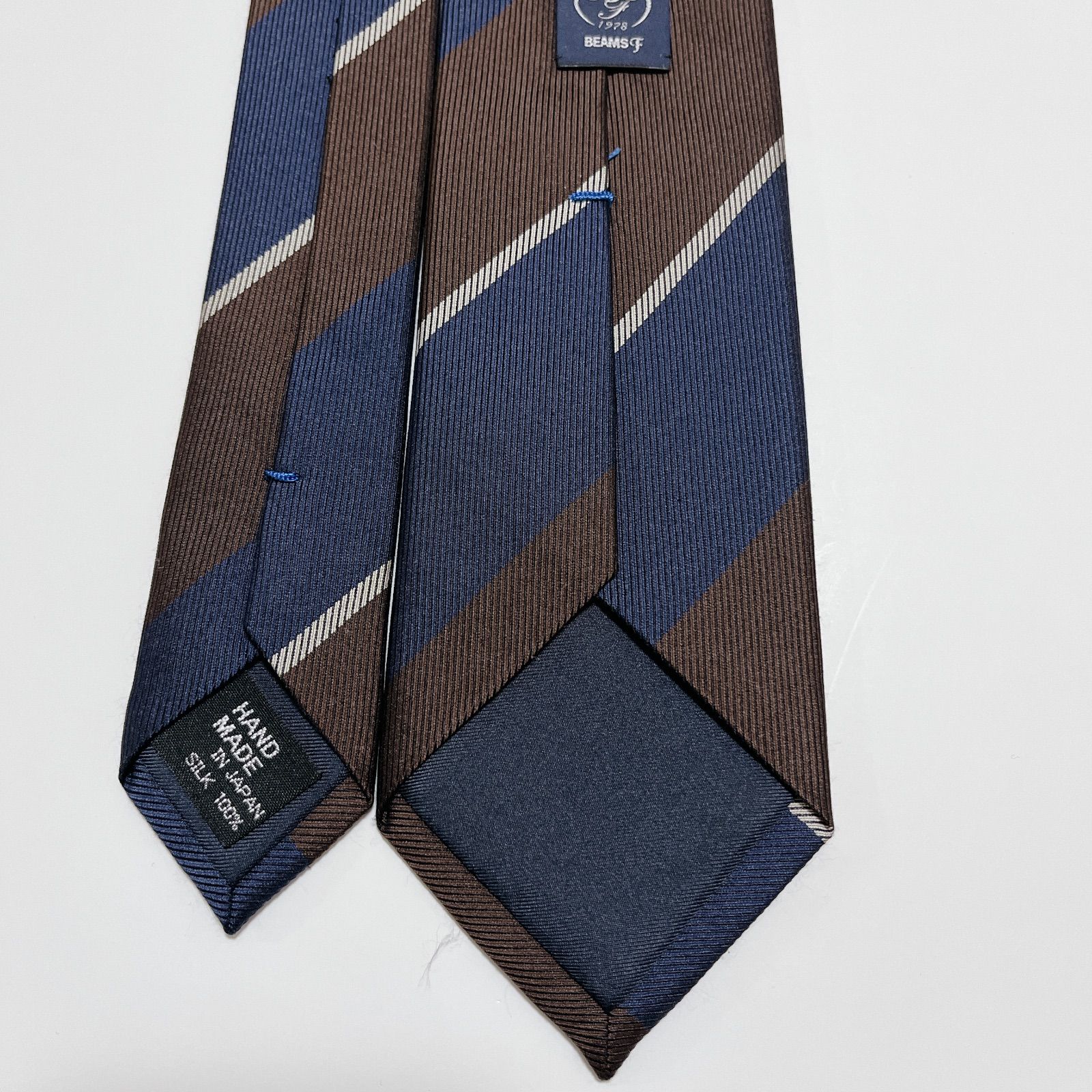 ꧁極美品꧂ ビームスエフ ネクタイ レジメンタル ストライプ グリーン ブラウン 美品 ビームスエフ ネクタイ ハイブランド レジメンタル ストライプ柄