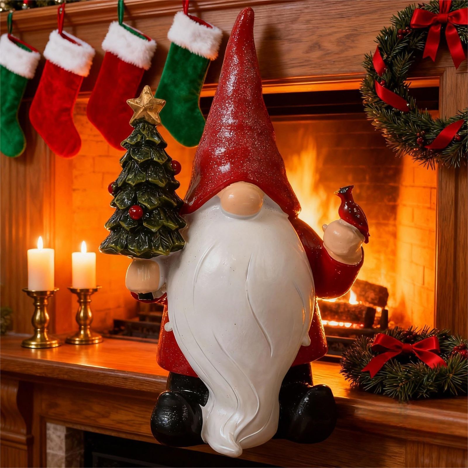 NUOLUX クリスマス 置物 サンタノーム 妖精 彫刻 手工芸 レジン アート