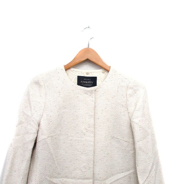 ジャスグリッティー JUSGLITTY ノーカラー コート ミドル丈 ツイード 1