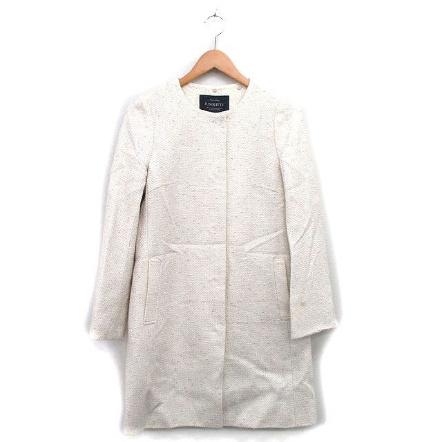 ジャスグリッティー JUSGLITTY ノーカラー コート ミドル丈 ツイード 1