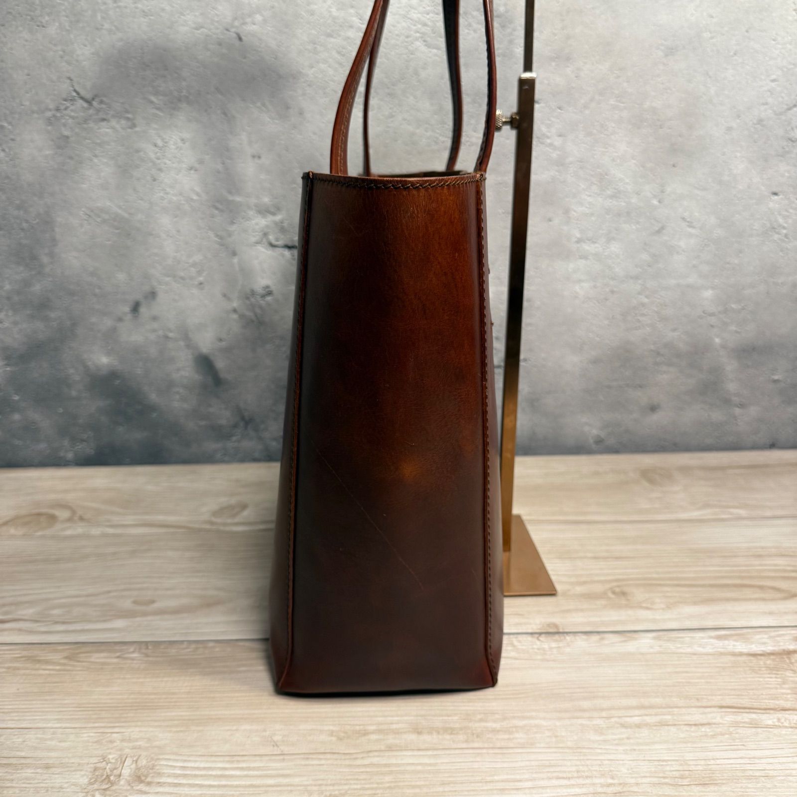 genten ゲンテン オールレザー トートバッグ 大容量 本革 ブラウン