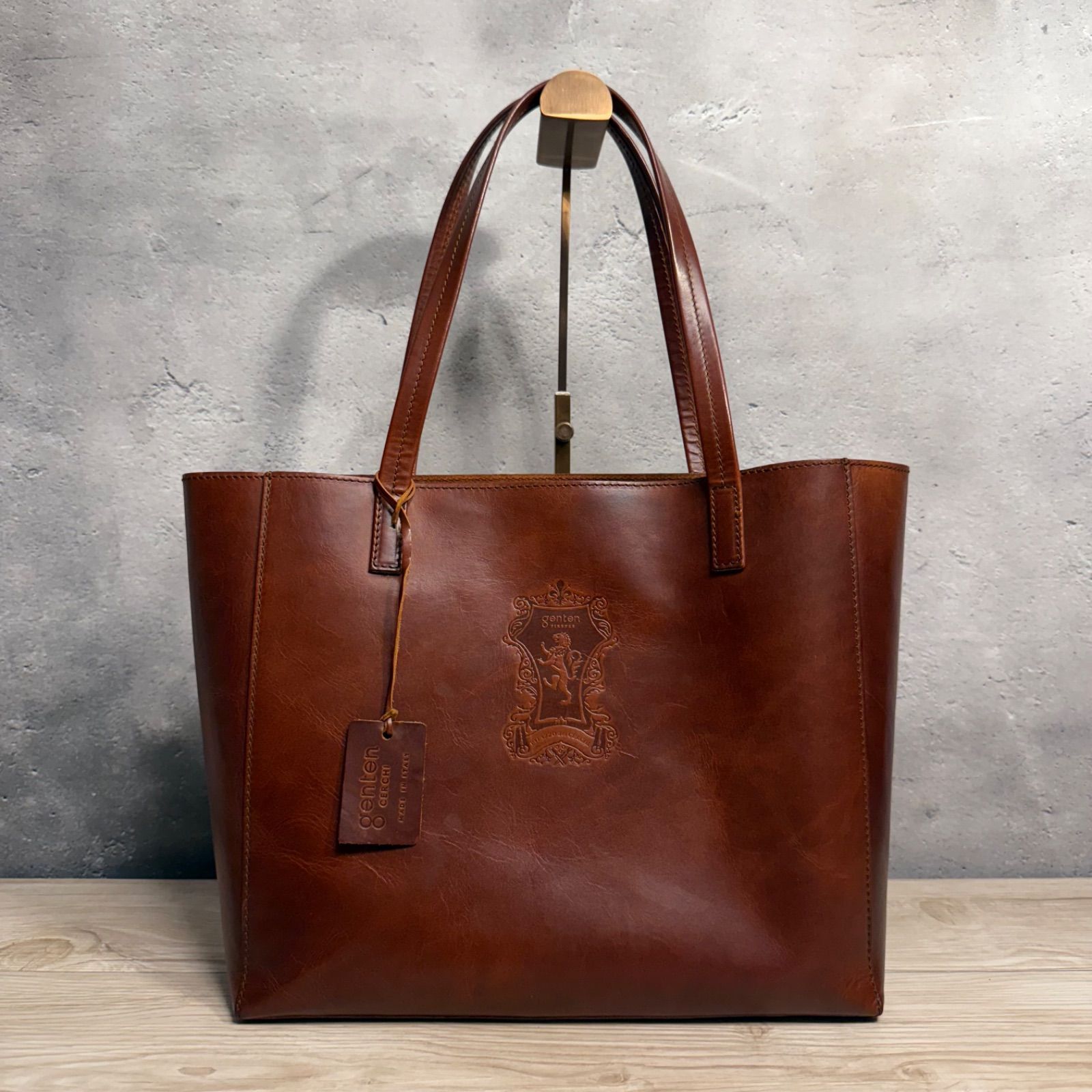 genten ゲンテン オールレザー トートバッグ 大容量 本革 ブラウン