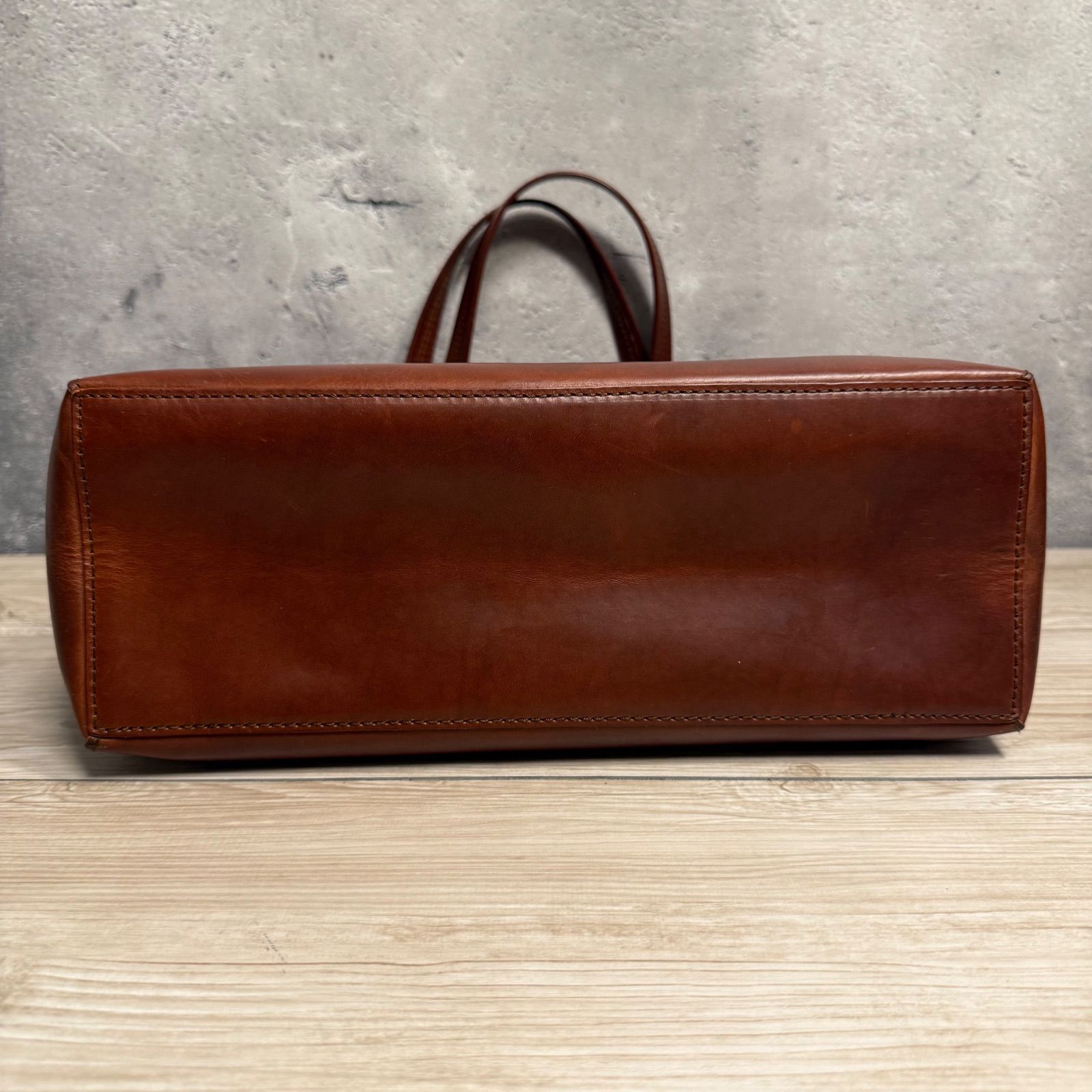 genten ゲンテン オールレザー トートバッグ 大容量 本革 ブラウン