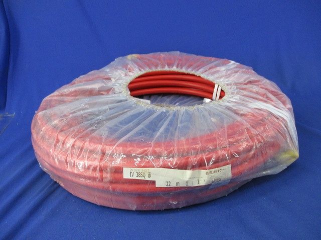 ビニル絶縁電線22ｍ 赤 IV 38 SQ