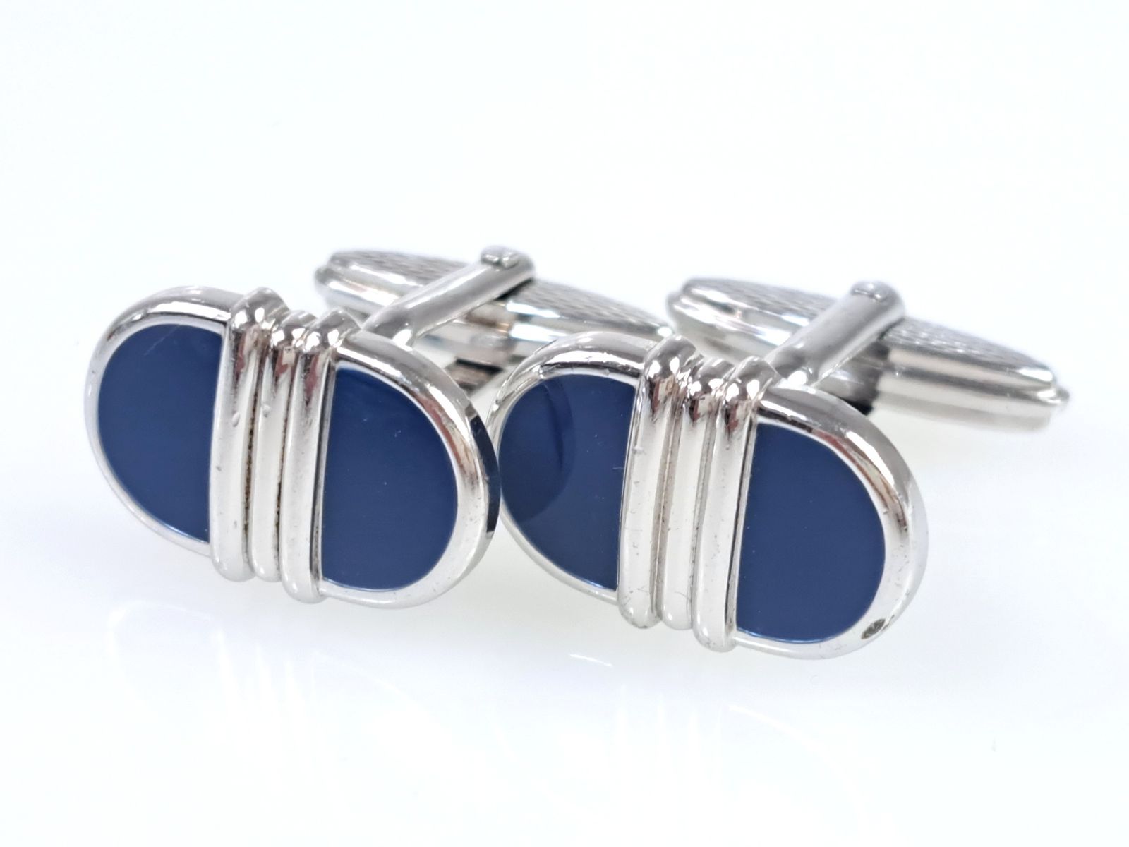 ダンヒル dunhill デザイン カフス カフリンクス シルバー925 ネイビー