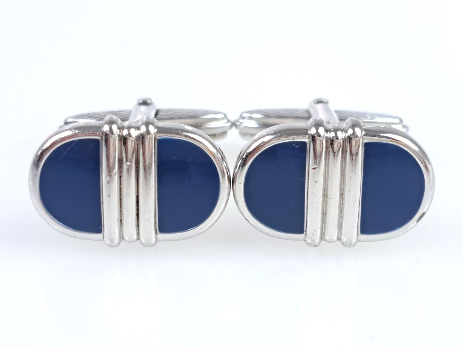 ダンヒル dunhill デザイン カフス カフリンクス シルバー925 ネイビー