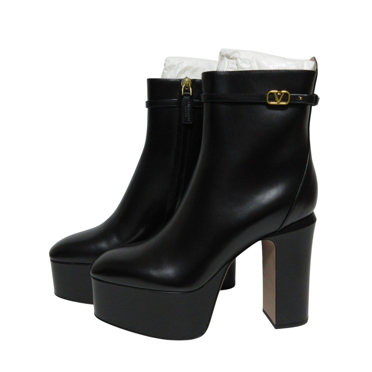 新品ヴァレンティノVロゴ シグネチャー カーフスキン アンクル ブーツ