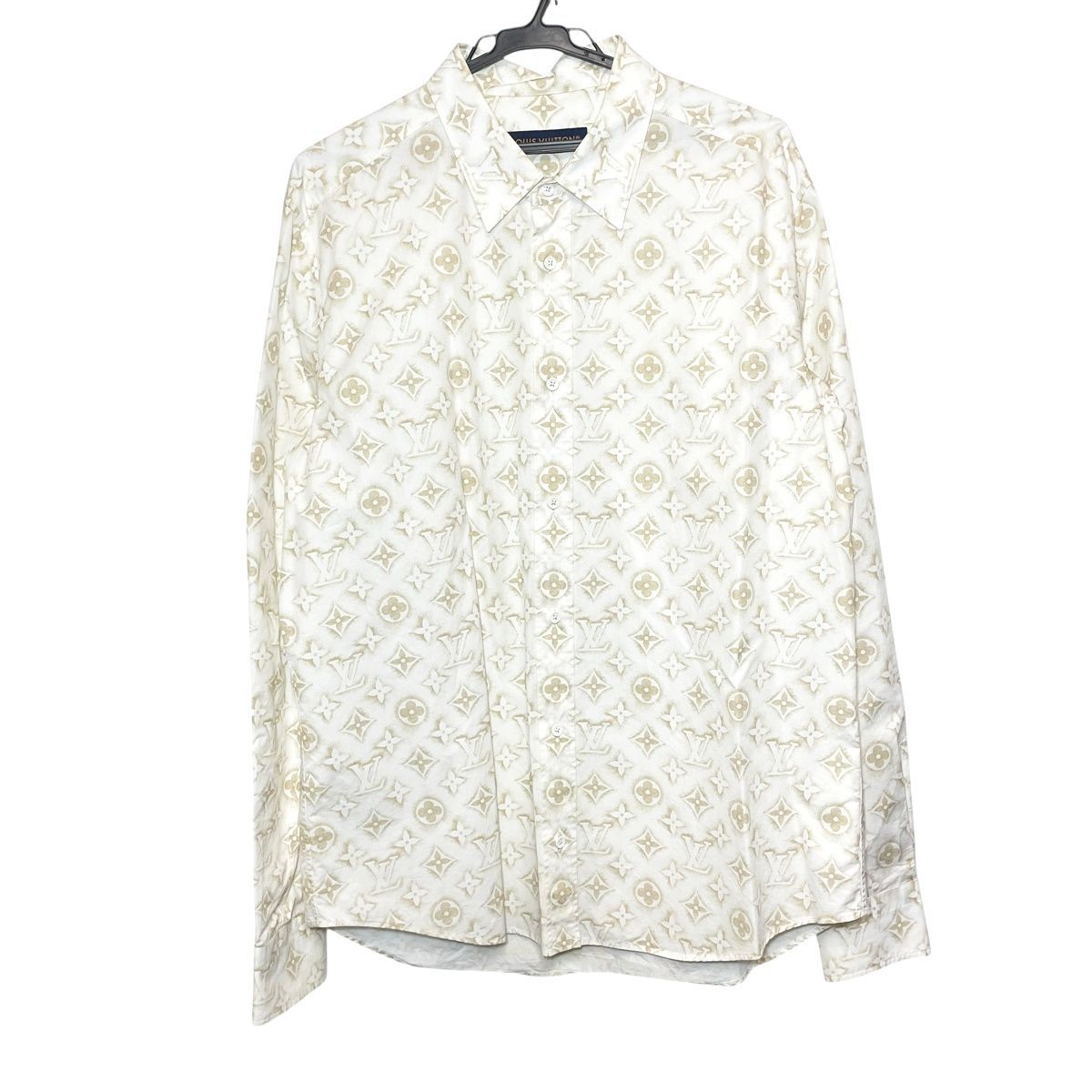 【 大きいサイズ 】 ルイヴィトン　長袖シャツ　モノグラム　総柄　銀ボタン 大きいサイズ 】 ルイヴィトン 長袖シャツ モノグラム 総柄 銀ボタン