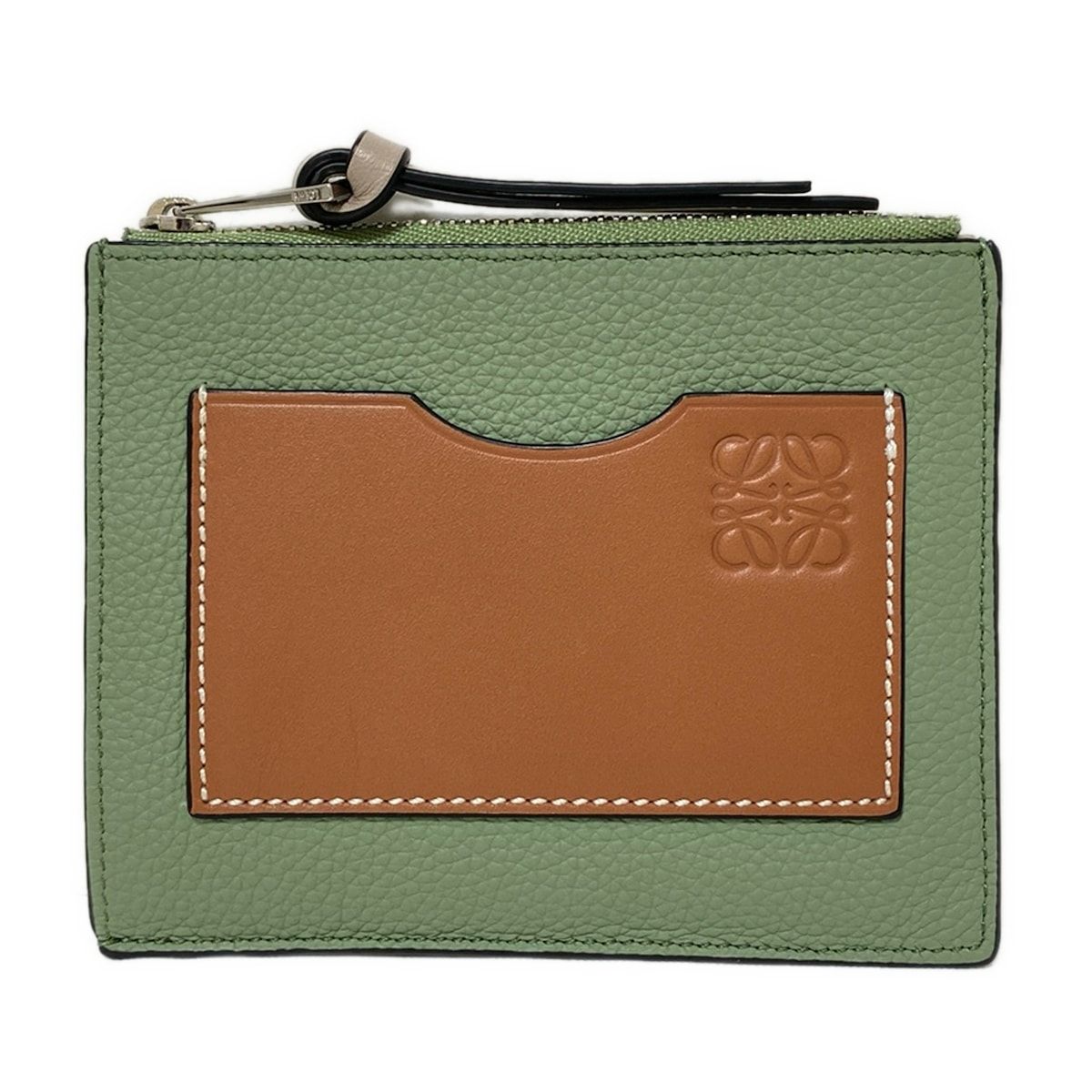 LOEWE ロエベ コインケース スクエア コインカードホルダー ラージ ローズマリー グリーン タン ブラウン