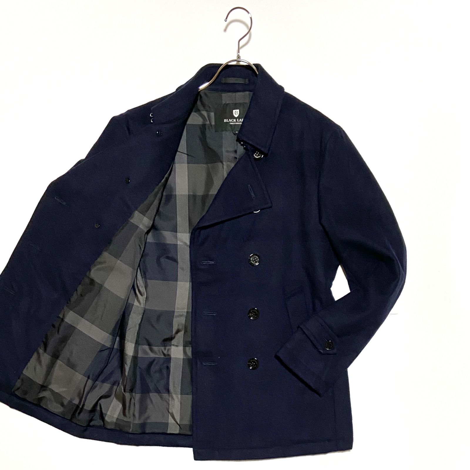 ブラックレーベルクレストブリッジ ピーコート ネイビー ノバチェック ウール M BLACK LABEL ショップ CRESTBRIDGE ブラックレーベルクレストブリッジ