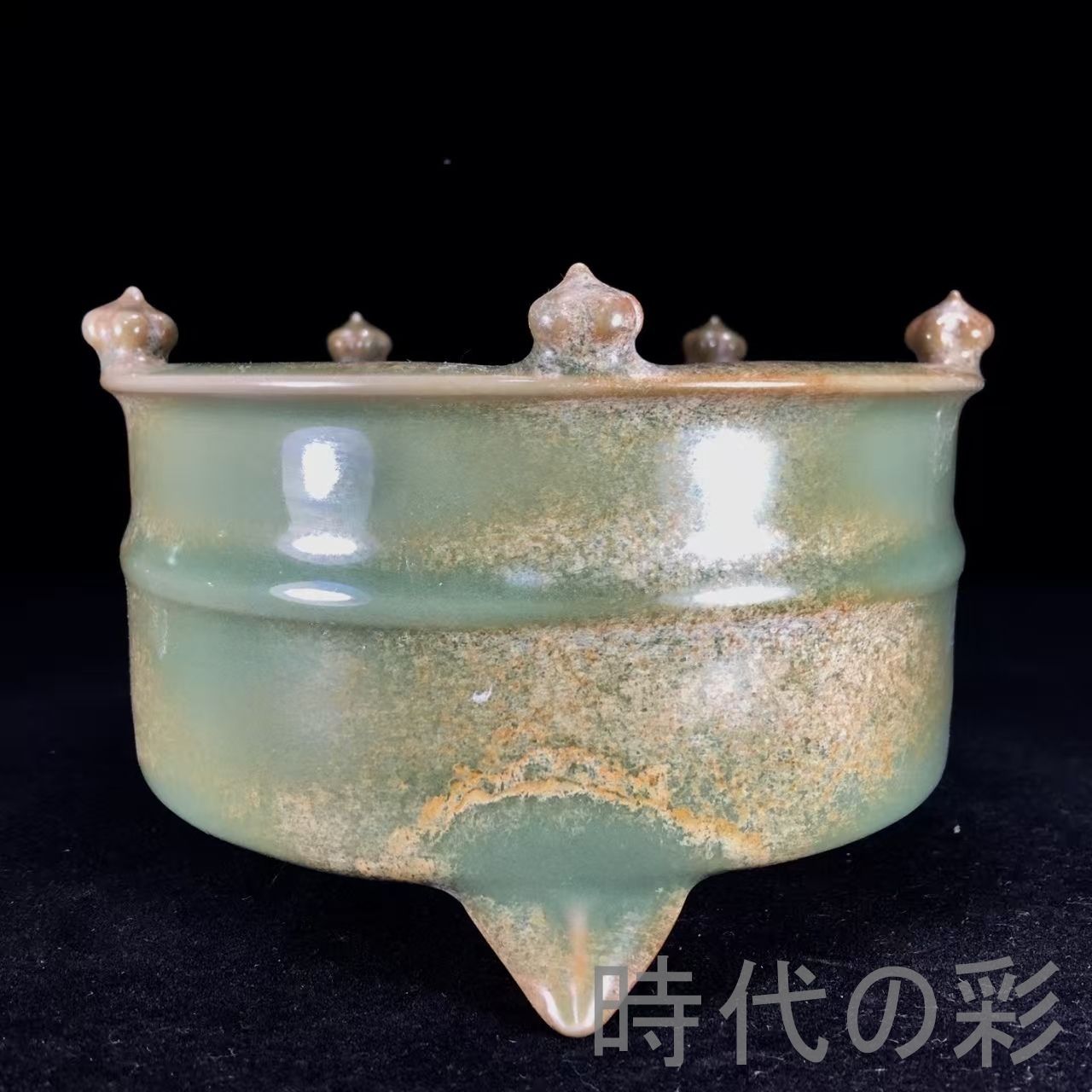 中国古美術『宋代 龍泉窯 三足洗 10cm』青釉古陶器 中国古美術 骨董品