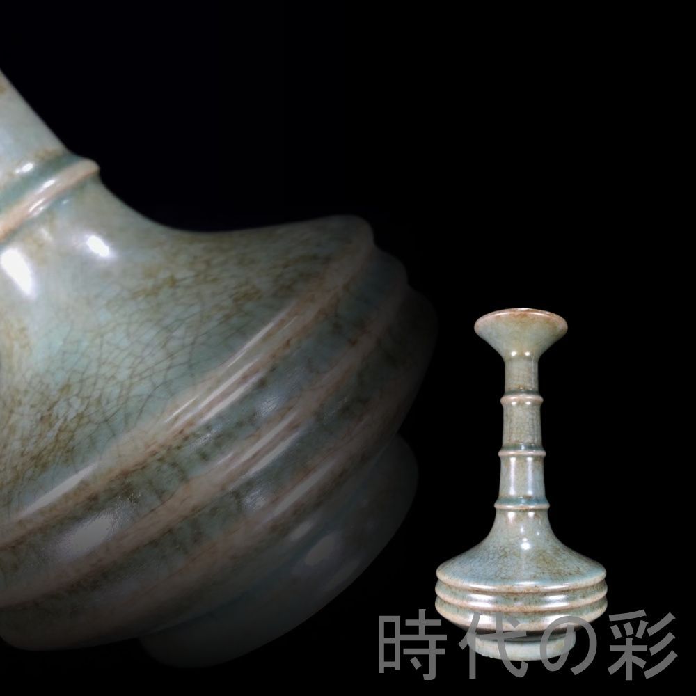 中国古美術『宋代 汝窯 節節高瓶』陶磁器 古美術 花瓶 飾瓶 賞物 文房