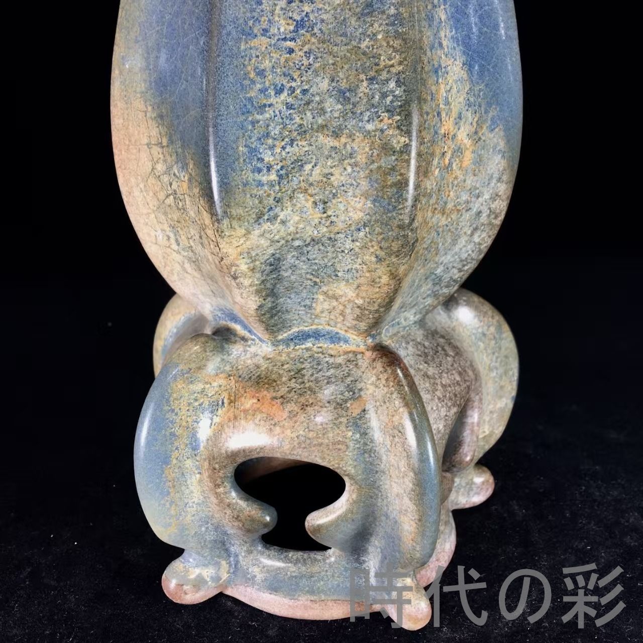 中国古美術『宋代 鈞窯 双耳八宝瓶 29.5cm』青釉古磁 花瓶 骨董品 賞物