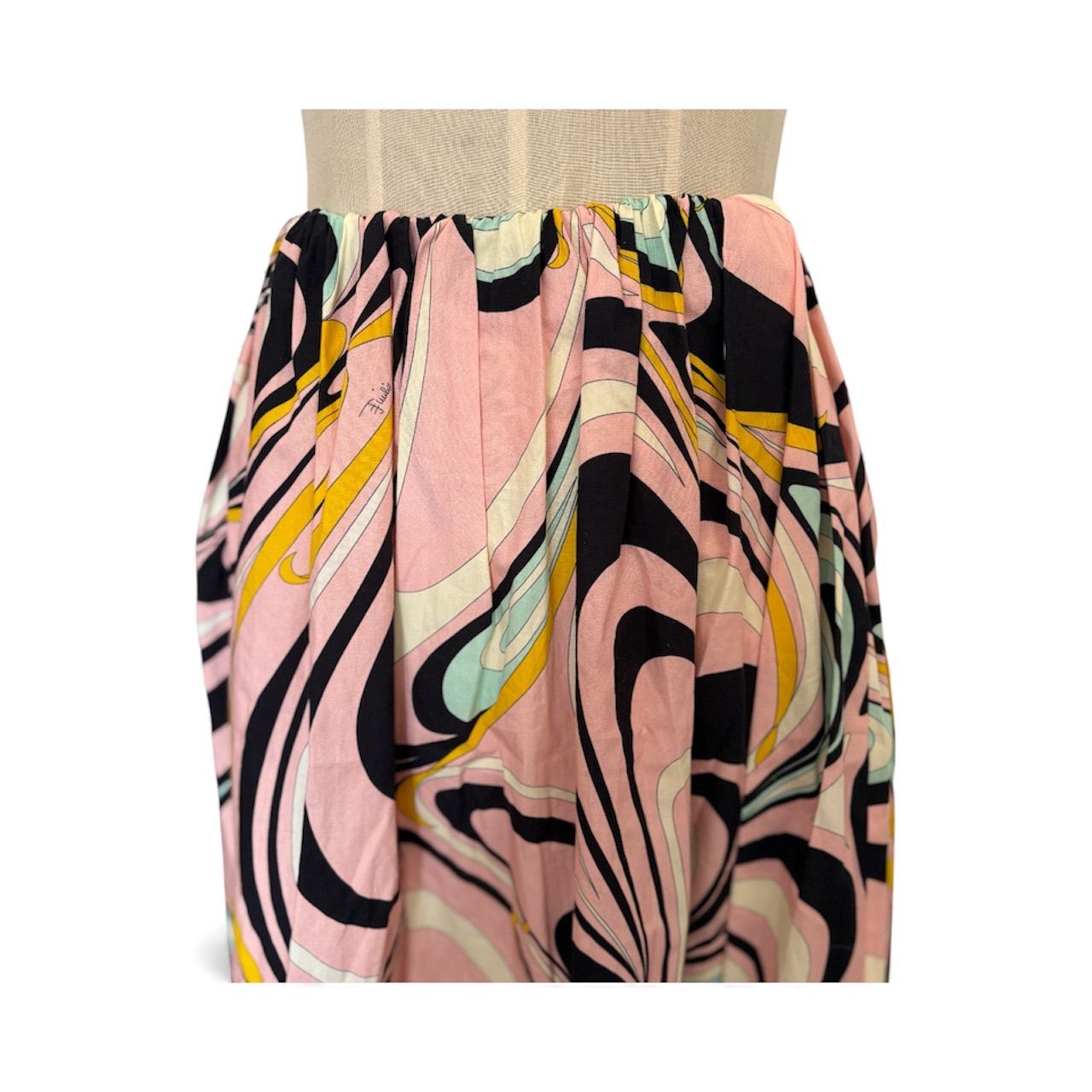 エミリオプッチ ロングスカート ゴム ピンク コットン マキシ丈 総柄