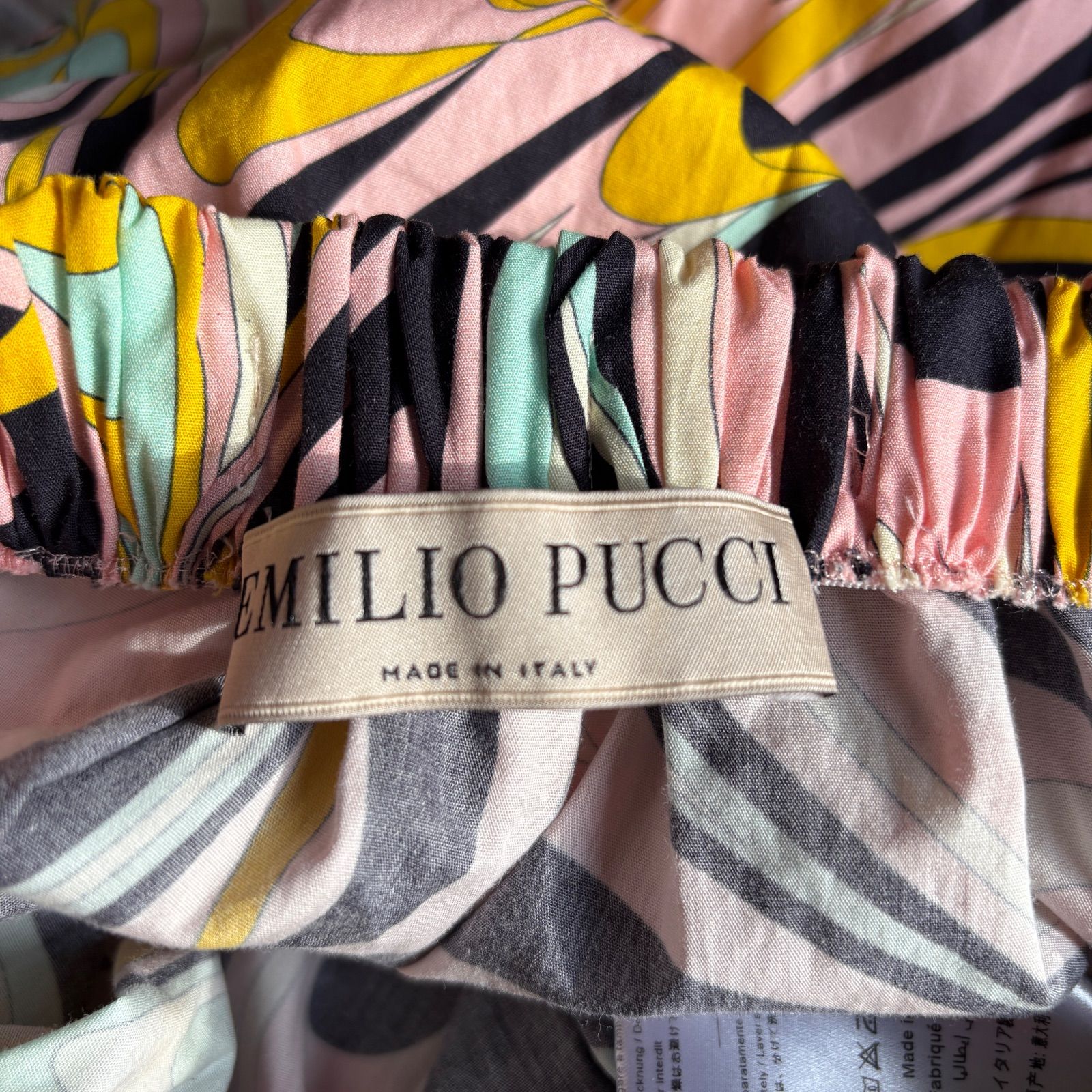 エミリオプッチ ロングスカート ゴム ピンク コットン マキシ丈 総柄