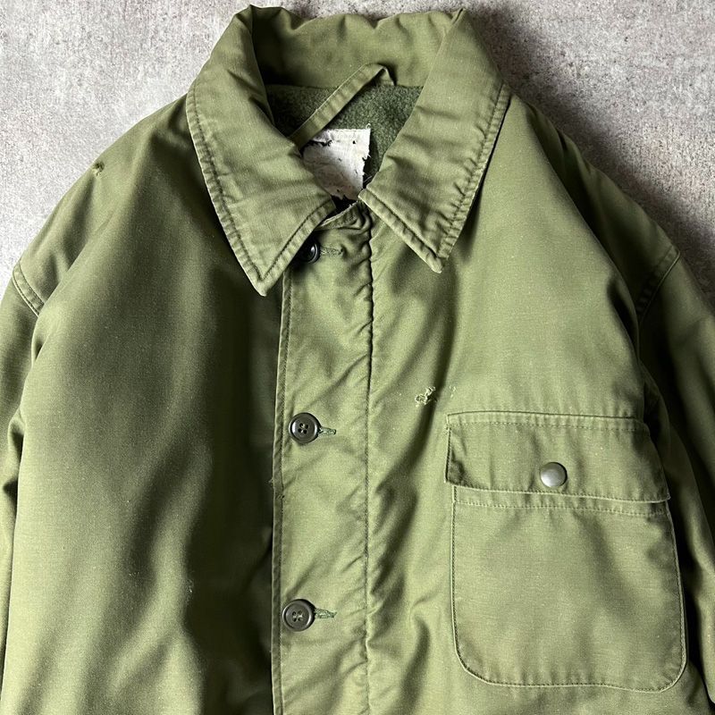 雰囲気系 70s 73年製 US NAVY 米軍実物 A-2 デッキ ジャケット L / 70