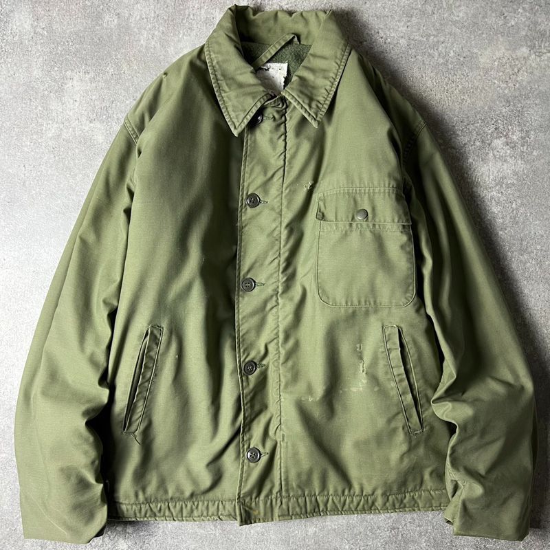 雰囲気系 70s 73年製 US NAVY 米軍実物 A-2 デッキ ジャケット L / 70