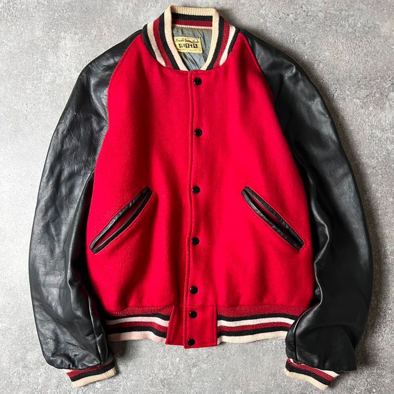 60s Dowdle Sporting Goods レザー 切替 ウール スタジアム ジャンパー