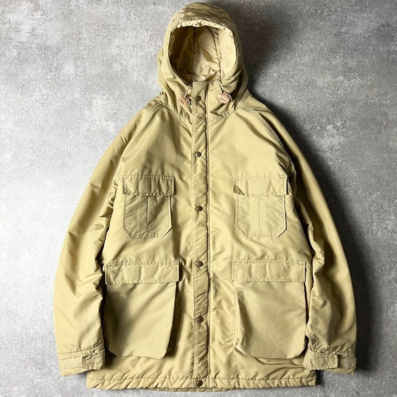80 s LLBean 中綿入り ナイロン マウンテン パーカー ジャケット 80年代 アメリカ製 ビンテージ マンパ ジャンパー カーキ ベージュ