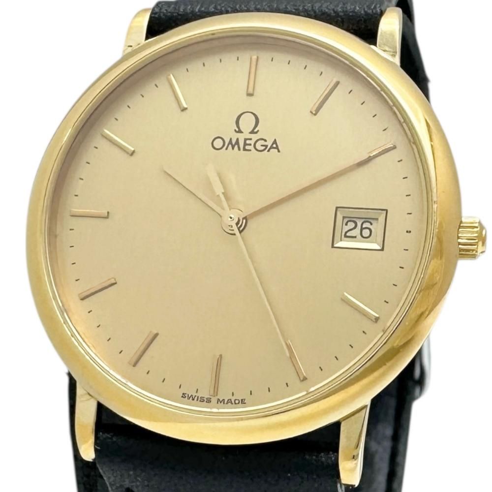 OMEGA/オメガ】53427589 デビル 電池交換済 腕時計 GP/レザー クオーツ