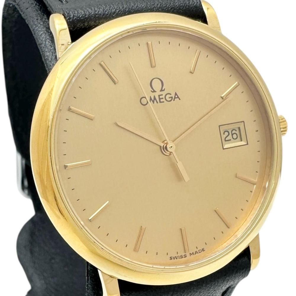 OMEGA/オメガ】53427589 デビル 電池交換済 腕時計 GP/レザー クオーツ