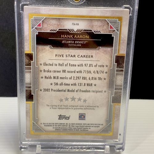 25枚限定】2018 Topps Five Star ハンク・アーロン Hank Aaron☆直筆