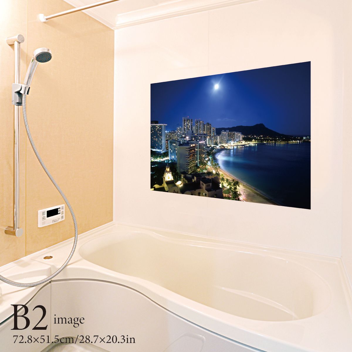 ワイキキビーチの夜景 B2サイズ お風呂ポスター 防水ポスター