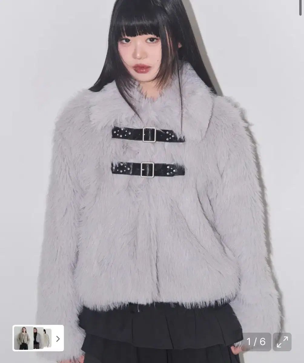 イッリカッフェ ファーパピー ショート ファー ジャケット グレー