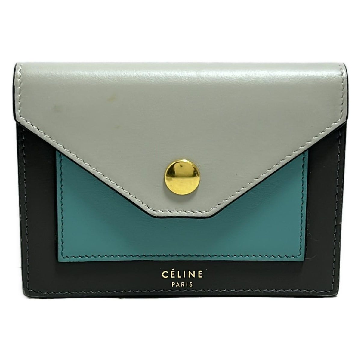 CELINE(セリーヌ) 名刺入れ - ライトグレー×ダークグレー×ブルー